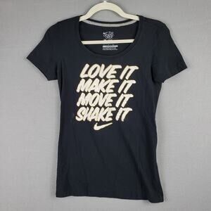 Nike Womens S Slim Fit Graphic Tee Love It Make It Move It Shake It Black Sporty